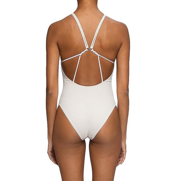 Jonathan Simkhai Shea Macramé One Piece Swimsuit in Ceramic, Size S New w/Tag - Picture 3 of 7